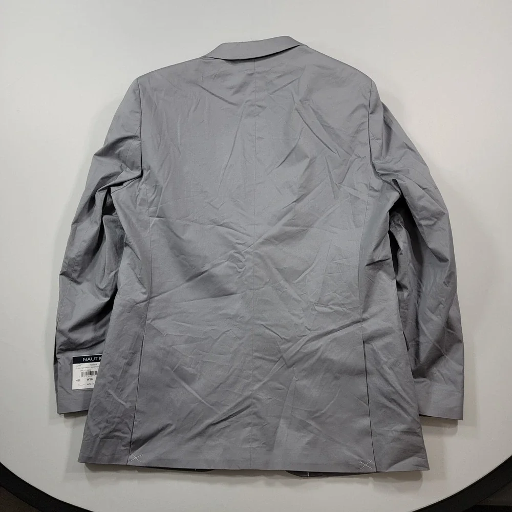 Nautica Cotton Suit‎ Mens 42L 2 Piece Pants 36x32 Modern-Fit Stretch Grey NEW